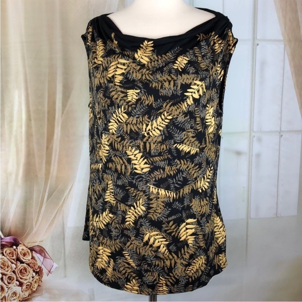 CATO Sleeveless Drape Collar Top S